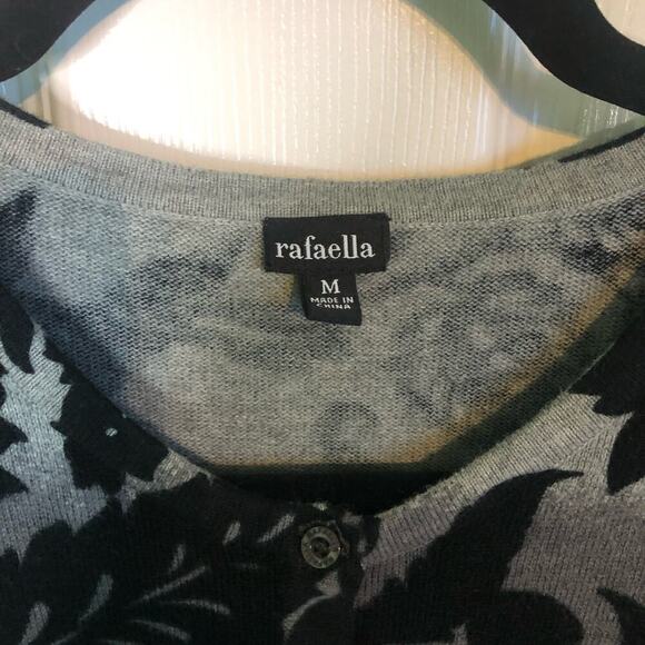 Rafaella Gradient Dyed Ombre Black Floral Long Sleeve Cardigan Cotton Medium - Picture 3 of 7